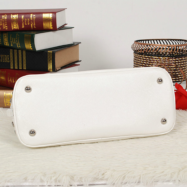 2014 Prada Saffiano Leather Spring Hinge Two-Handle Bag BL0837 white - Click Image to Close